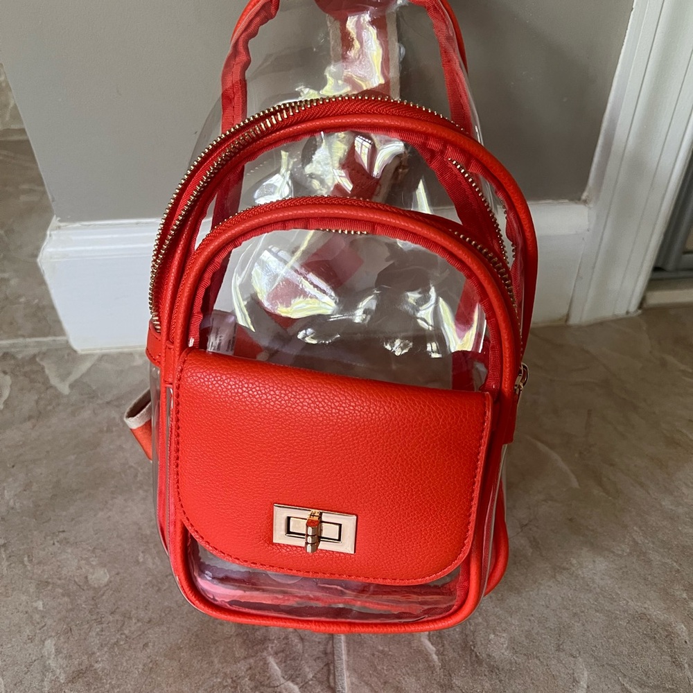 Modern Red Transparent Backpack with Bold Design